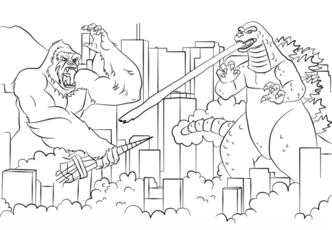 King Kong Vs. Godzilla Coloring Page